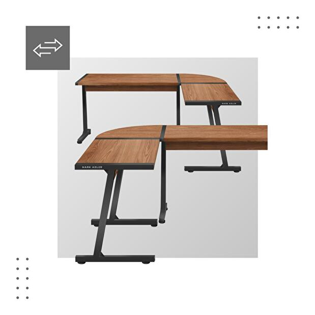 Rohový PC stolek Legend 5.5 (černá + ořech)