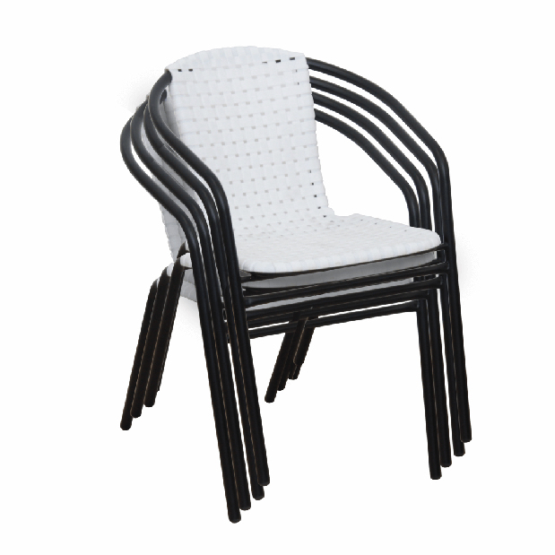 Zahradní židle (4 ks.) Brittaney (bílá + černá) *výprodej