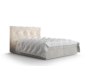 Manželská postel Boxspring 180 cm Athena (béžová) (s matrací a úložným prostorem)