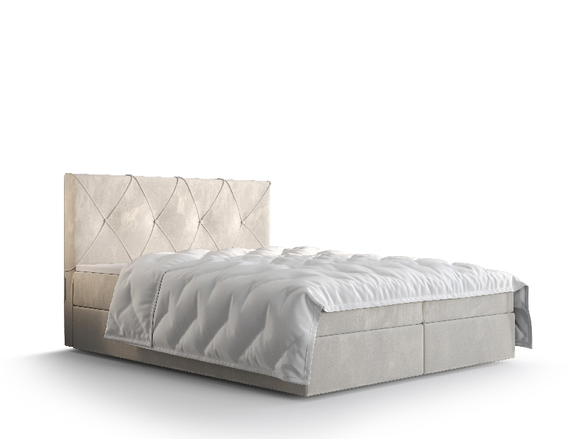 Manželská postel Boxspring 180 cm Athena Comfort (béžová) (s matrací a úložným prostorem)
