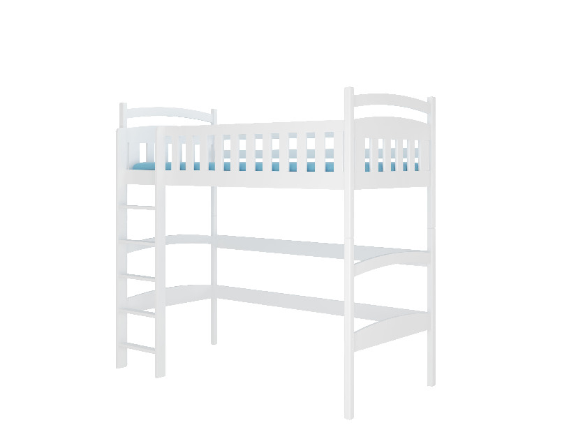 Patrová dětská postel 180x80 cm Milo (s roštem a matrací) (bílá)