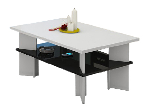 Konferenční stolek Velvet 2 (bílá + lesk černý)