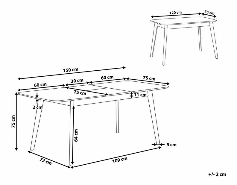 Jídelní stůl Medo (pro 4 až 6 osob) (tmavé dřevo)
