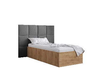 Jednolůžková postel s čalouněným čelem 90 cm Brittany 4 (dub craft zlatý + šedá) (s roštem)