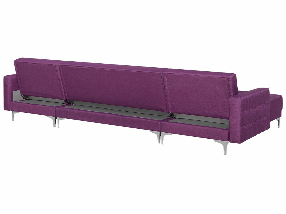 Rohová sedačka ve tvaru U Aberlady (purpurová) (s taburetem)