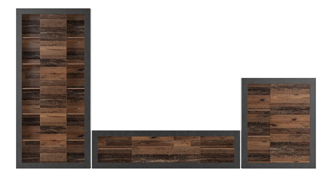 Obývací stěna Zandra Typ 10 (matera + tmavé dřevo)