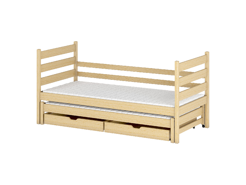 Dětská postel 80 cm MONTY (s roštem a úl. prostorem) (borovice)
