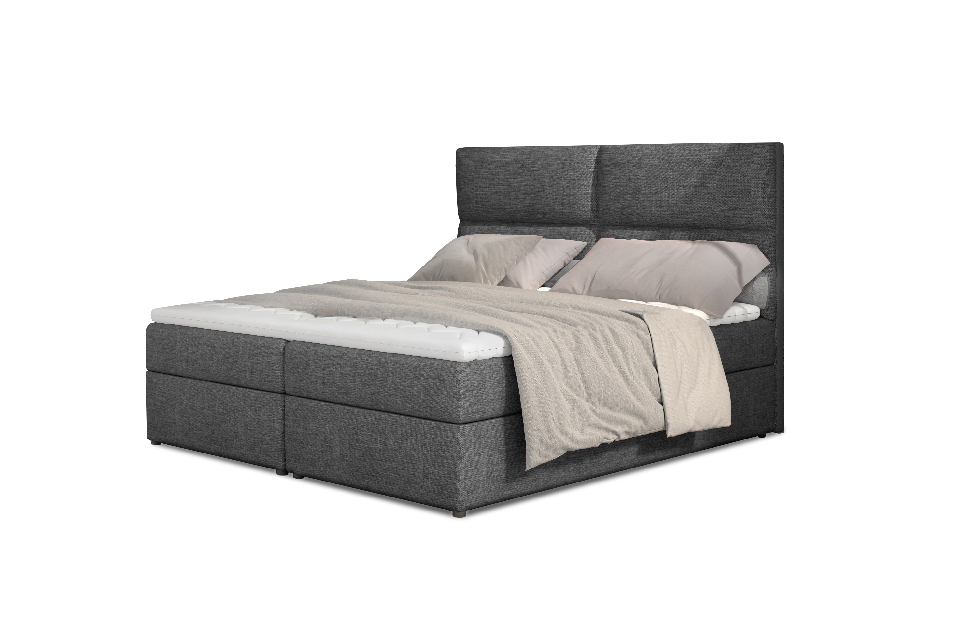 Manželská postel Boxspring 160 cm Amebra (světle šedá) (s matracemi a úl. prostorem) *výprodej