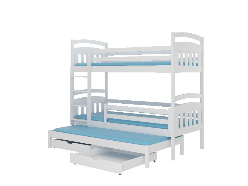 Patrová dětská postel 180x80 cm Aladar (s roštem a matrací) (bílá)