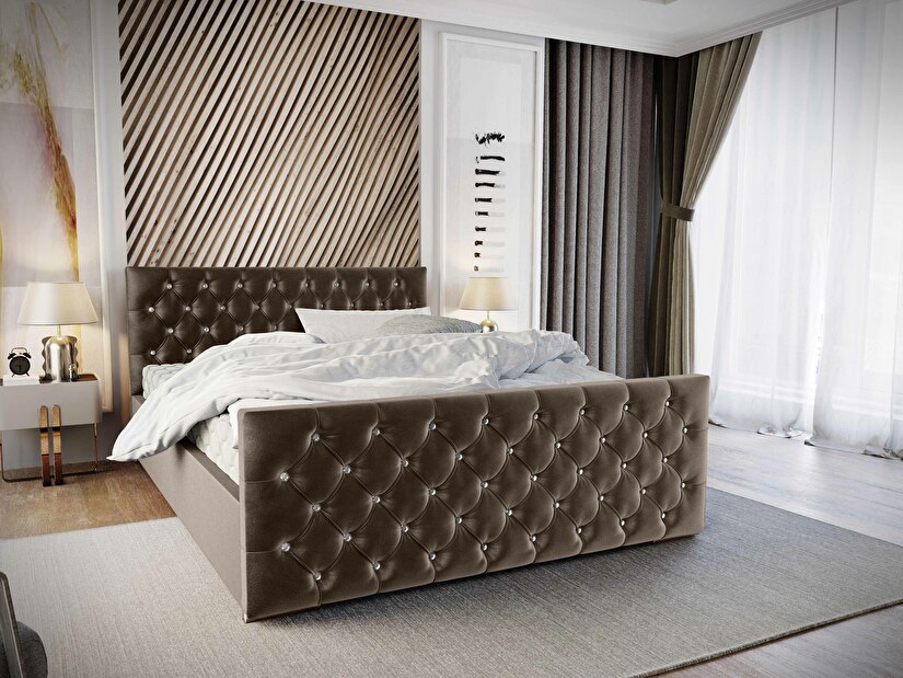 Manželská postel 180 cm Quintin (hnědá) (s roštem a úložným prostorem)