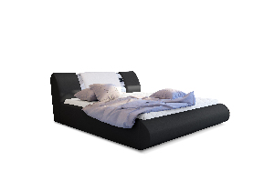 Manželská postel 140 cm Fabio (černá + bílá) (s roštem a úl. prostorem)