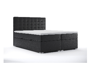 Manželská postel Boxspring 160 cm Clady (černá ekokůže) (s úložným prostorem)