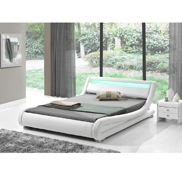 Manželská postel 160 cm Sampan (s roštem a LED)