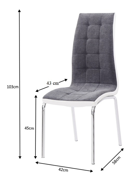Set 4 ks. jídelních židlí Gerda new (tmavě šedá + bílá) *výprodej
