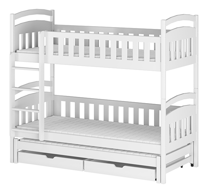 Dětská postel 80 cm OLLIE (s roštem a úl. prostorem) (bílá)
