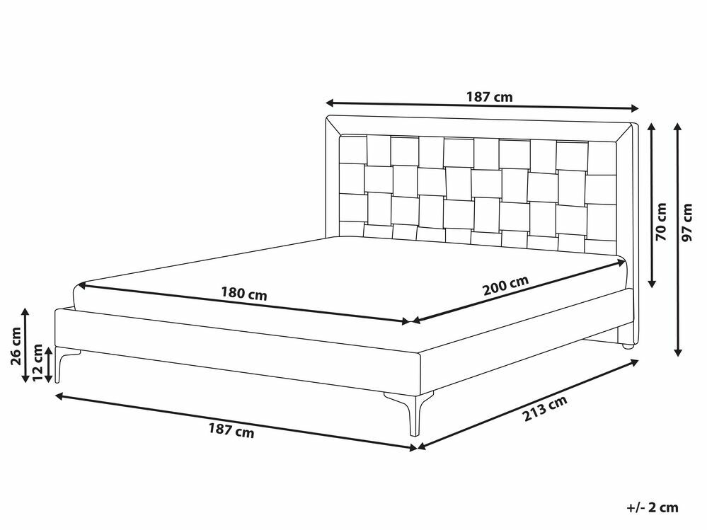 Manželská postel 180 cm LIMO (polyester) (šedá) (s roštem)