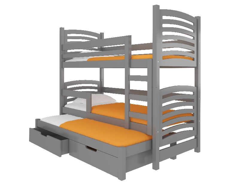 Patrová dětská postel 180x75 cm Stanislava (s roštem a matrací) (šedá)