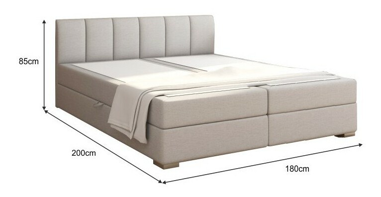 Manželská postel Boxspring 180 cm Riana (světle šedá) (s roštem, matrací a úl. prostorem) *výprodej