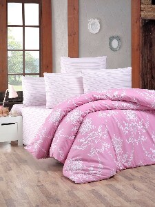 Ložní prádlo 200 x 220 cm Glory (růžové + bílé)