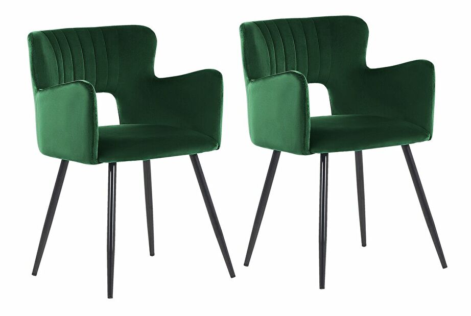  Set 2 ks jídelních židlí Shelba (smaragdová)