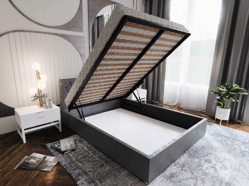 Manželská postel 180 cm Kerry (hnědá) (s roštem a úložným prostorem)