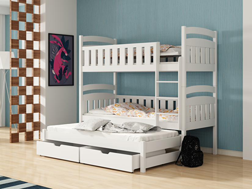 Dětská postel 80 cm OLLIE (s roštem a úl. prostorem) (bílá)