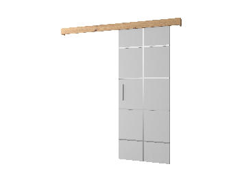 Posuvné dveře 90 cm Sharlene III (bílá matná + dub artisan + stříbrná)