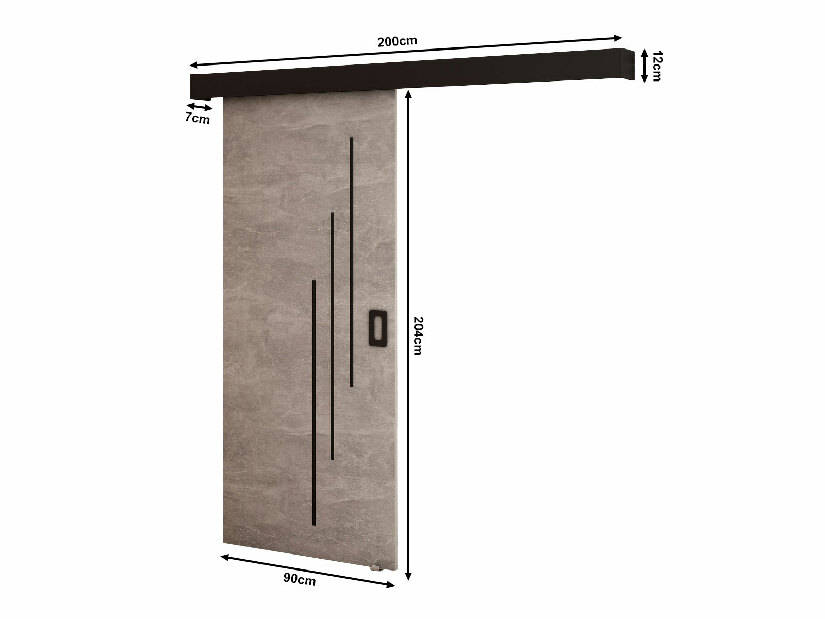 Posuvné dveře 90 cm Bethany V (beton + černá matná)