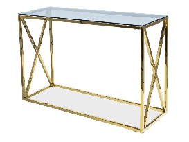 Konzolový stolek Elicita (sklo + zlatá)