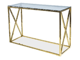 Konzolový stolek Elicita (sklo + zlatá)