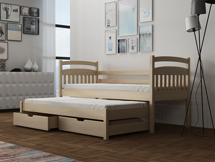 Dětská postel 80 cm REID (s roštem a úl. prostorem) (borovice)