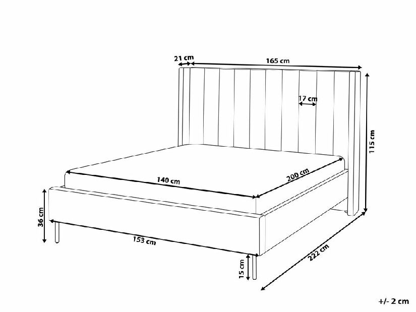 Manželská postel 140 cm Vue (sivobéžová) (s roštem)