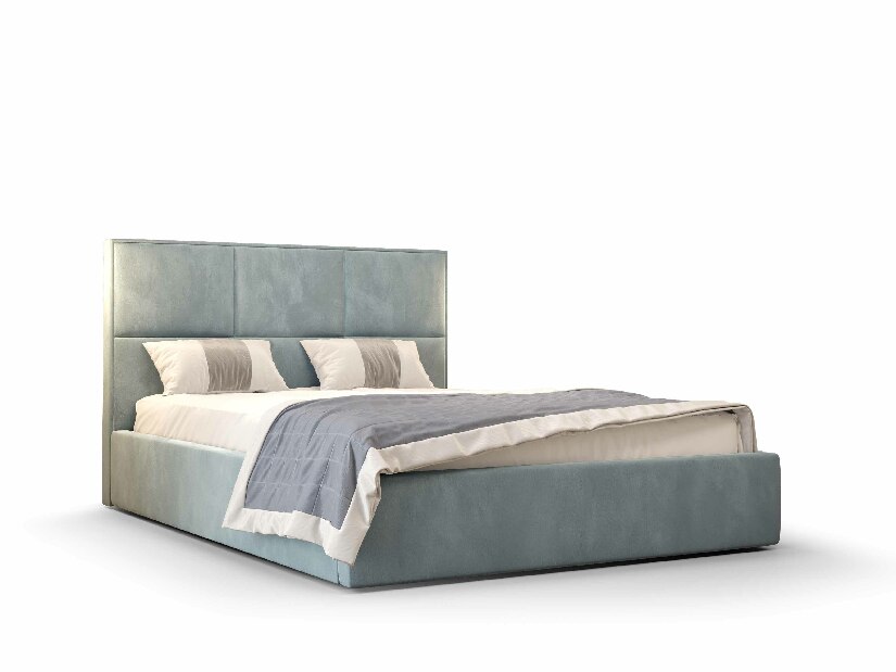 Manželská postel 140 cm Elna (modrá) (s roštem a úložným prostorem)