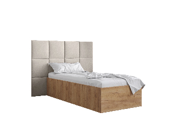 Jednolůžková postel s čalouněným čelem 90 cm Brittany 4 (dub craft zlatý + krémová) (s roštem)
