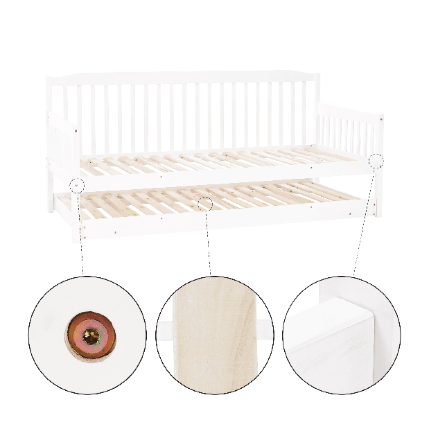 Dětská rozkládací postel 90 cm Pazzan (bílá) (s roštem)