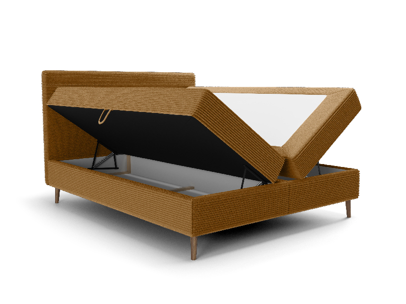 Manželská postel 140 cm Napoli Bonell (karamelová) (s roštem, s úl. prostorem)