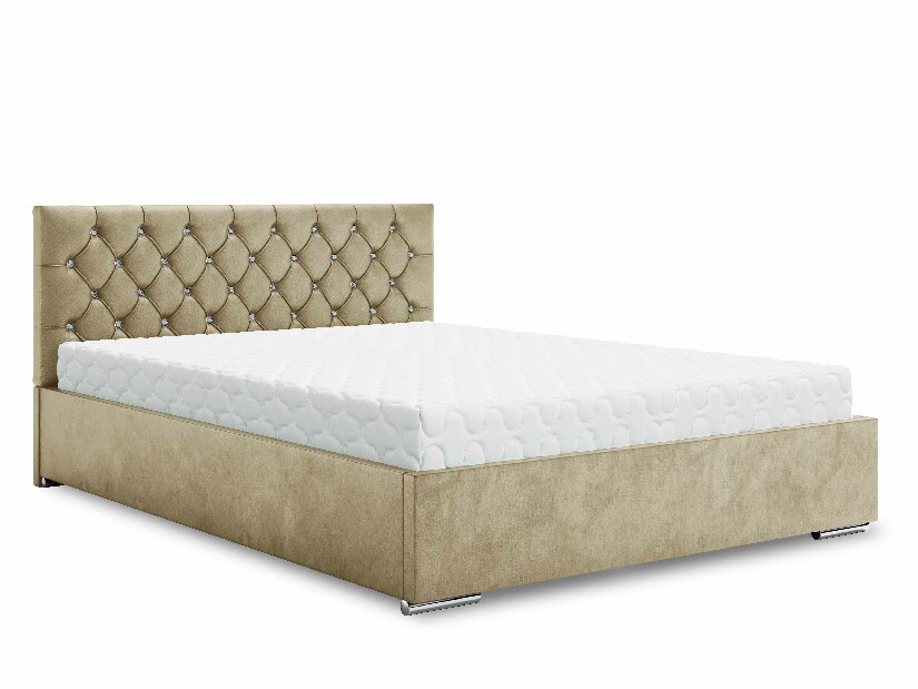 Manželská postel 140 cm Kerry (béžová) (s roštem a úložným prostorem)