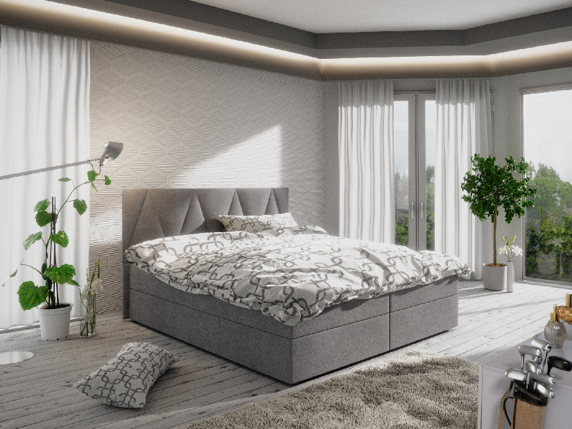 Manželská postel Boxspring 180 cm Fade 3 Comfort (šedá) (s matrací a úložným prostorem)