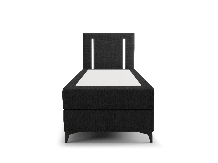 Jednolůžková postel 80 cm Ortega Bonell (černá) (s roštem, s úl. prostorem) (s LED osvětlením)