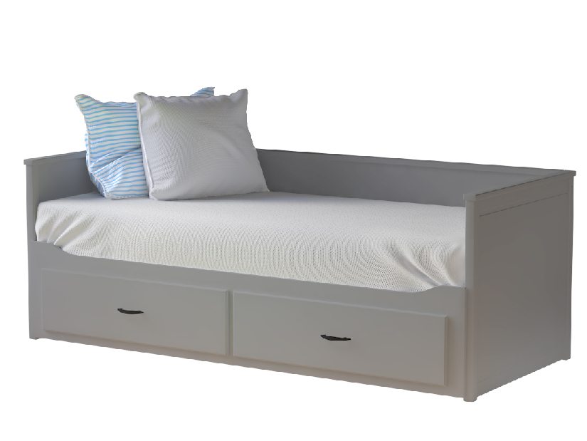Rozkládací postel 80 cm Daybed Comfort (s roštem a úl. Prostorem) (šedá)