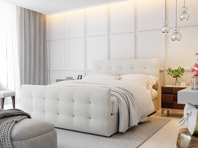 Manželská postel 140 cm Futura Kloe (s matrací a roštem) (bílá)