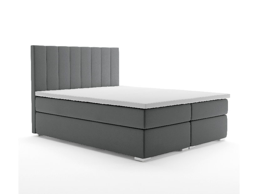 Kontinentální postel 140 cm Pugno (tmavě šedá) (s úložným prostorem)