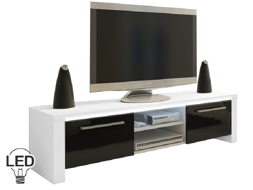 TV stolek/skříňka Helix (bílá + lesk černý) *výprodej