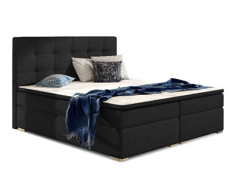 Manželská postel Boxspring 160 cm Irma 01 (černá)