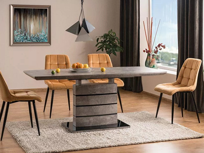Rozkládací jídelní stůl 140-180 cm Leisha (beton) (pro 4 až 8 osob)