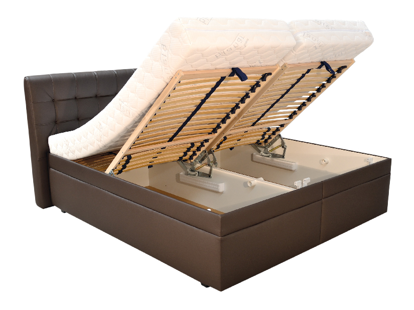 Manželská postel 180 cm Blanář Monaco (hnědá) (s rošty a matracemi)