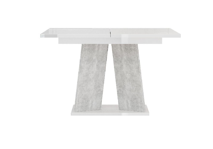 Jídelní stůl Mulnu (lesk bílý + kámen) (pro 4 až 6 osob)