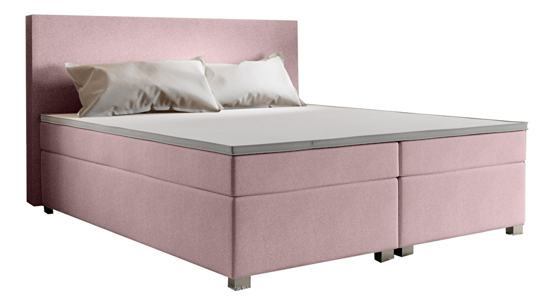 Manželská postel Boxspring 160 cm Simon Comfort (růžová) (s matrací, bez úložného prostoru)