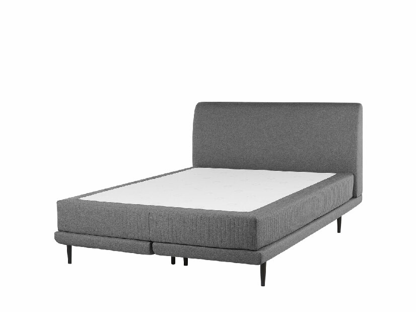 Kontinentální postel 140 cm MADOM (látka) (šedá) (s roštem a matrací)