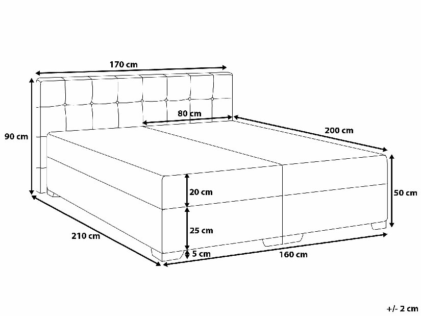 Manželská postel Boxspring 160 cm ADIR (s matracemi) (černá)